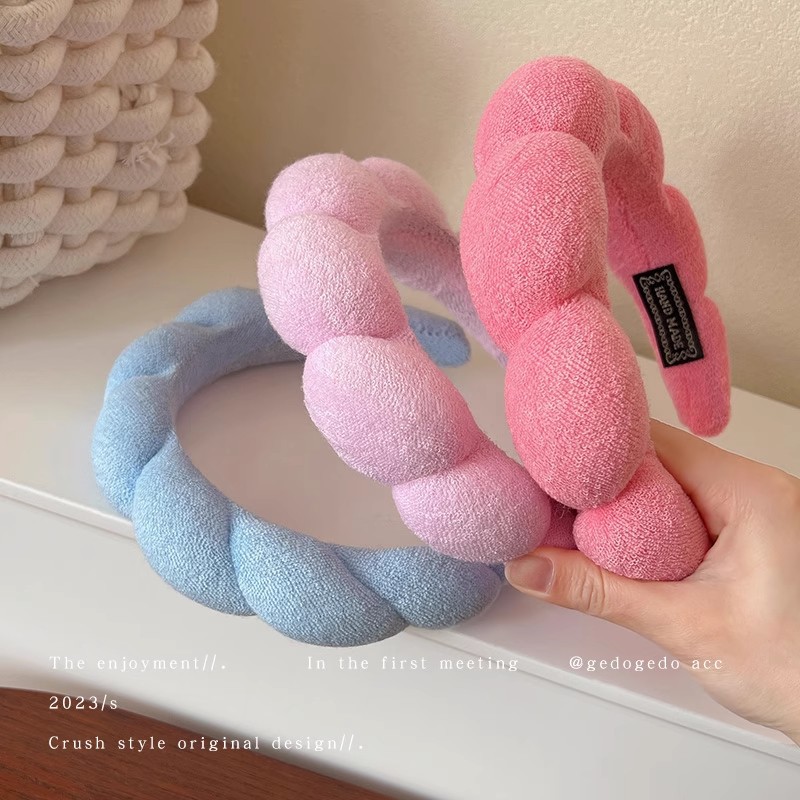 Cosmetic Sponge - 여성을위한 레트로 푹신한 헤어 밴드 스폰지