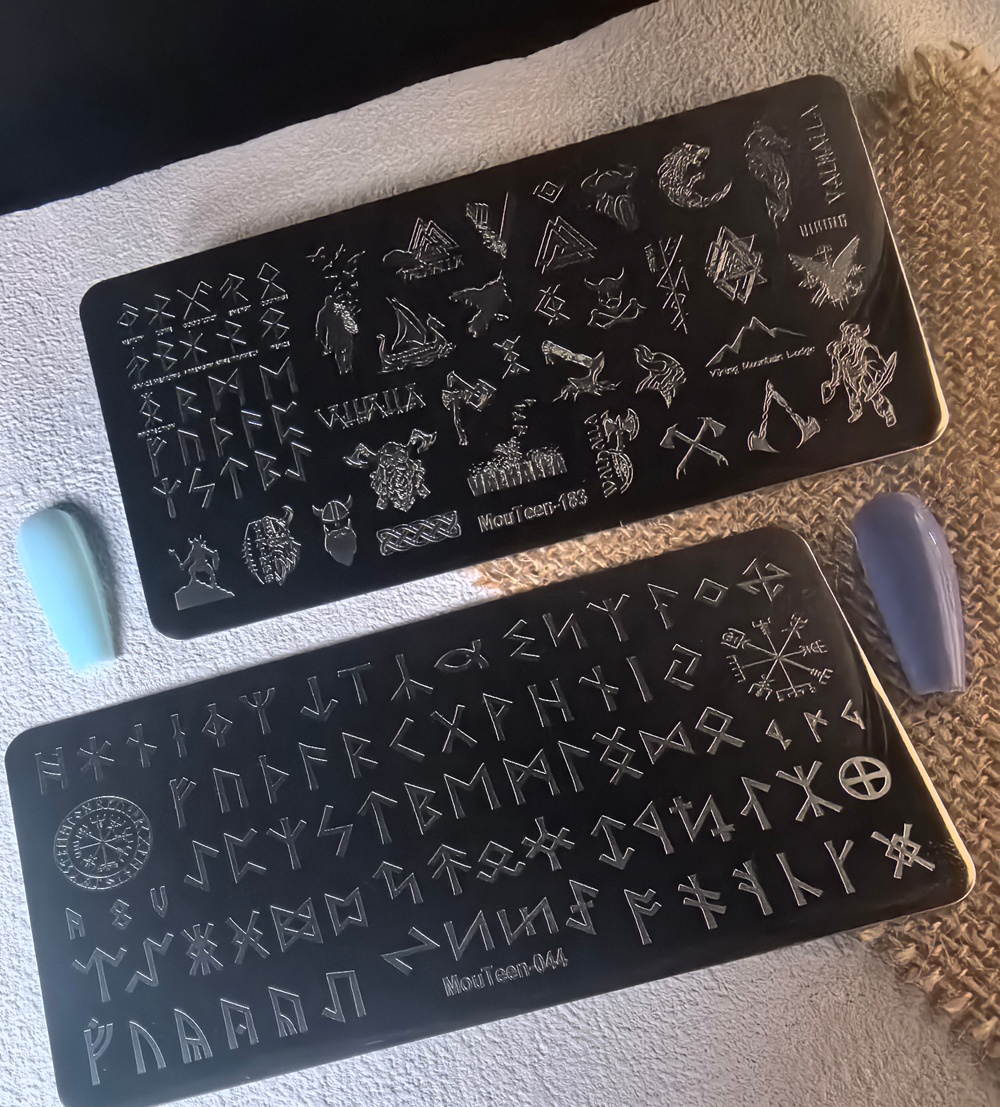 Nail Art Stamping Kit - 2Pcs 바이킹 룬 기호 네일 스탬핑
