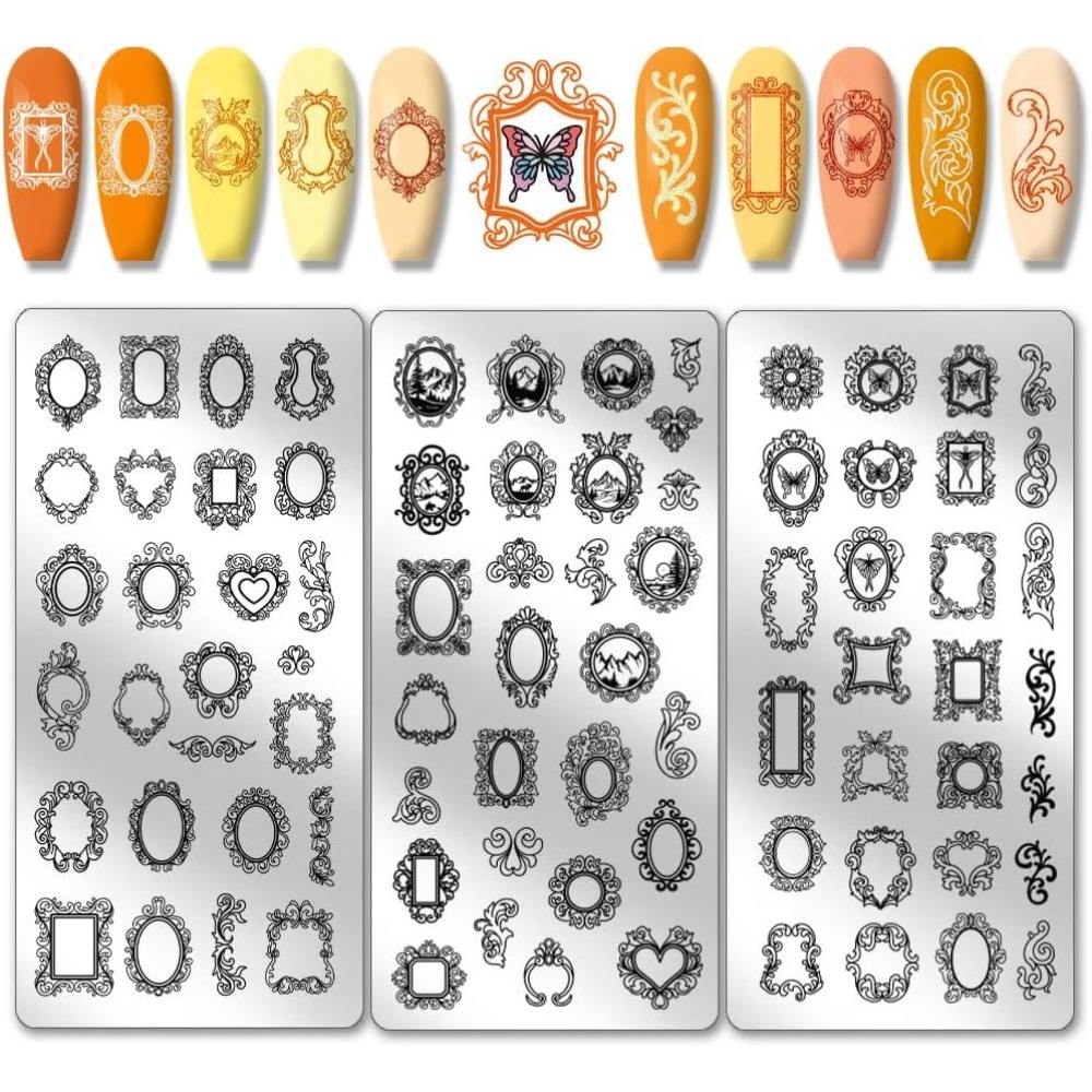 Nail Art Stamping Kit - 3개 빈티지 사진 프레임 네일 스탬핑