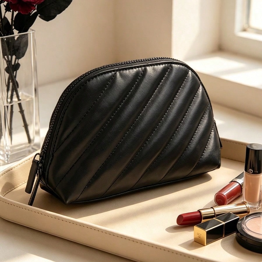 Ysl Beauty Makeup Bag - YSL의 가방 블랙 퀼팅 가죽 쉘