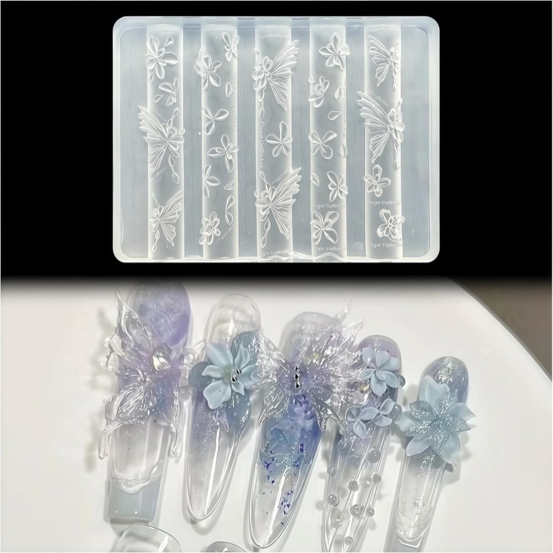 Nail Art Stamping Kit - 3D 나비 꽃 젤 네일 아트