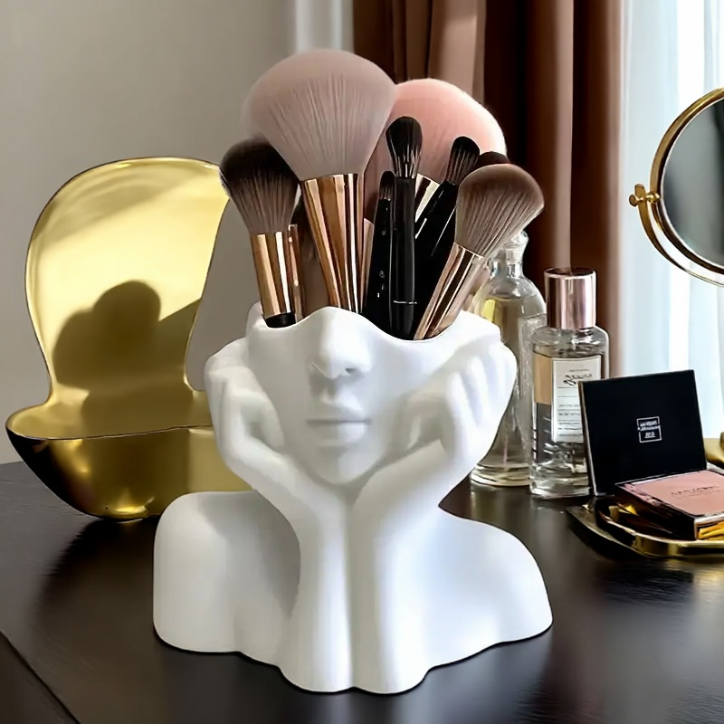 Beauty And Makeup Quotes - 얼굴 모양 메이크업 브러쉬 홀더 -