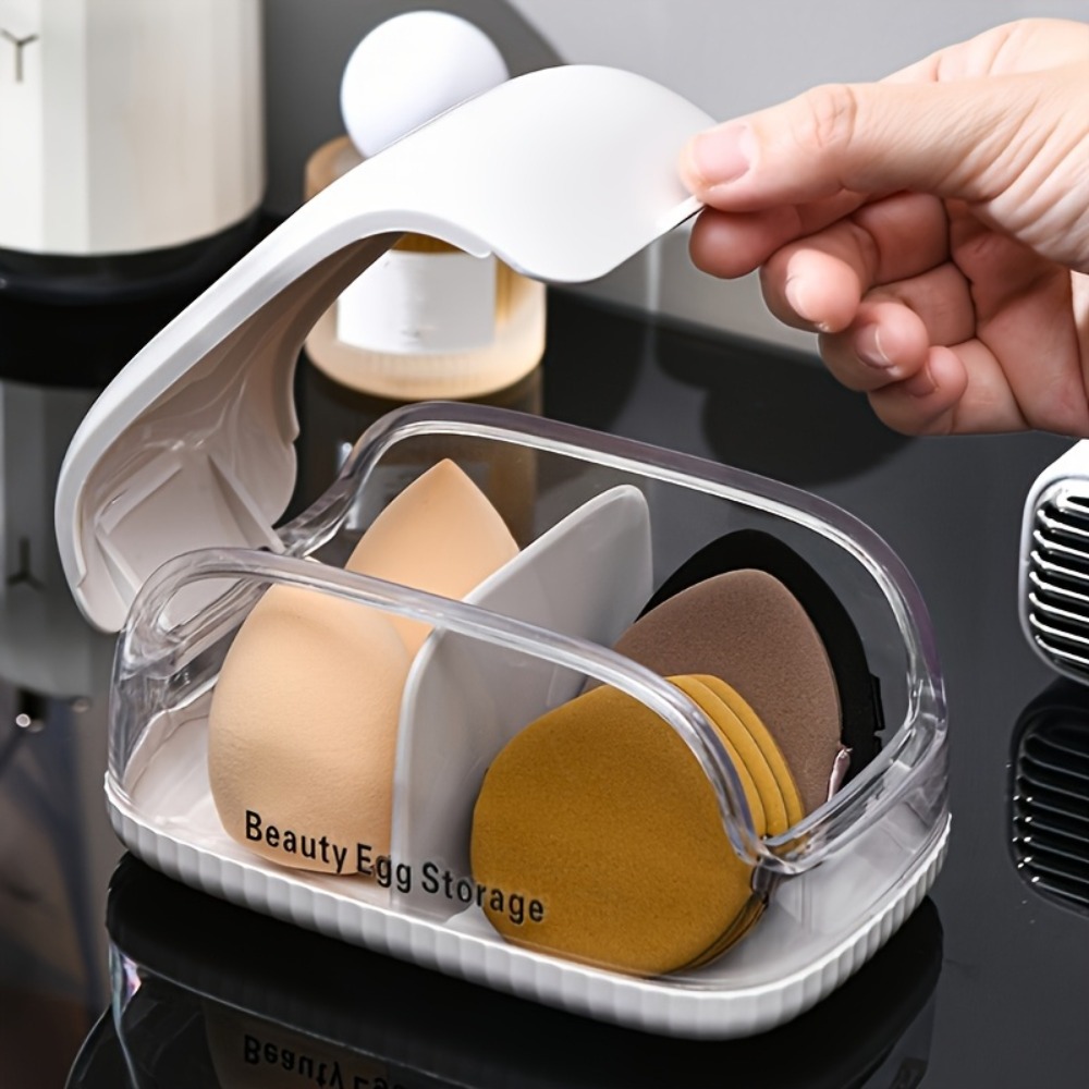Cosmetic Sponge - 듀얼 컴파트먼트 뷰티 스펀지 보관함 투명