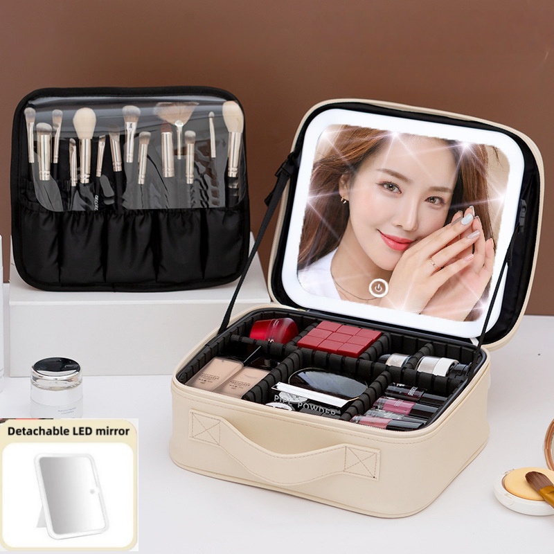 대용량 여성용 메이크업 가방 LED 조명 거울 휴대용  - Beauty Bag Makeup 리뷰 및 가격