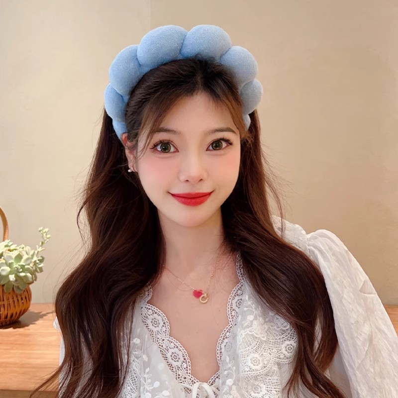 여성을위한 레트로 푹신한 헤어 밴드 스폰지 머리띠 벨벳 - Cosmetic Sponge 리뷰 및 가격