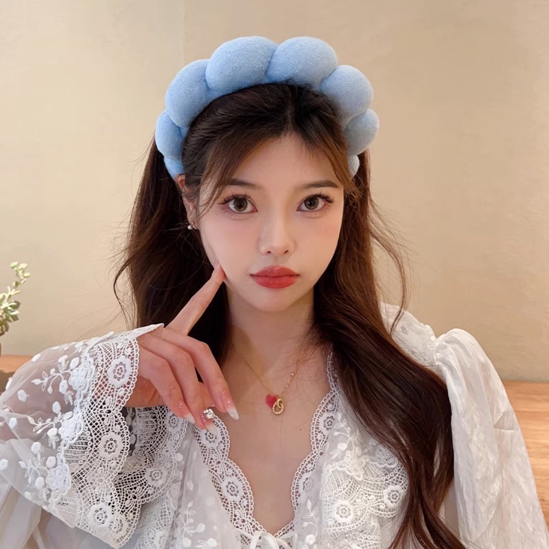 여성을위한 레트로 푹신한 헤어 밴드 스폰지 머리띠 벨벳 - Cosmetic Sponge 리뷰 및 가격
