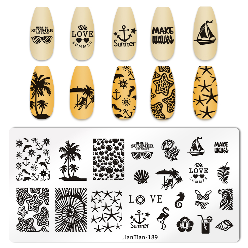 여름 네일 아트 스탬프 플레이트 코코넛 나무 잎 Pla - Nail Art Stamping Kit 리뷰 및 가격
