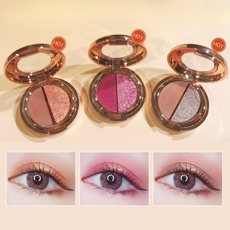 2 가지 색상 아이 섀도우 글리터 진주 빛 호박 컬러  - Beauty Makeup Eyeshadow Palette 리뷰 및 가격