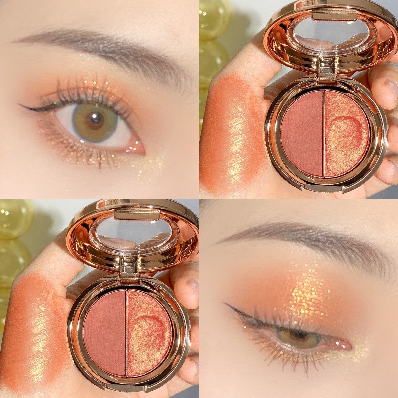 2 가지 색상 아이 섀도우 글리터 진주 빛 호박 컬러  - Beauty Makeup Eyeshadow Palette 리뷰 및 가격